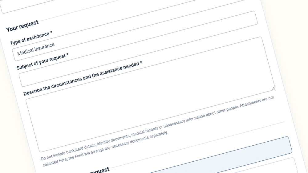 Online assistance request form